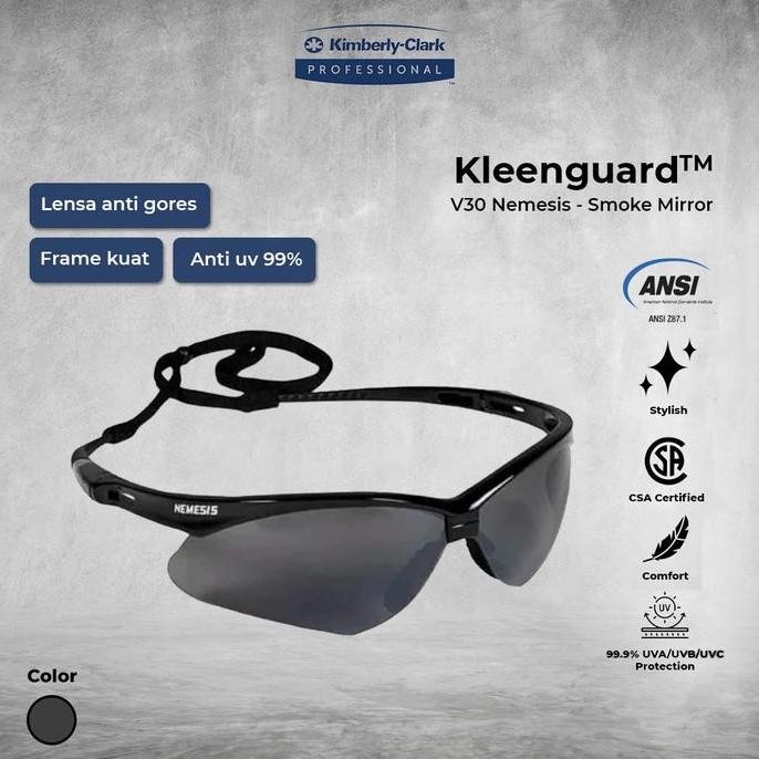 Kacamata Safety KleenGuard V30 Nemesis Smoke Mirror Anti UV Original