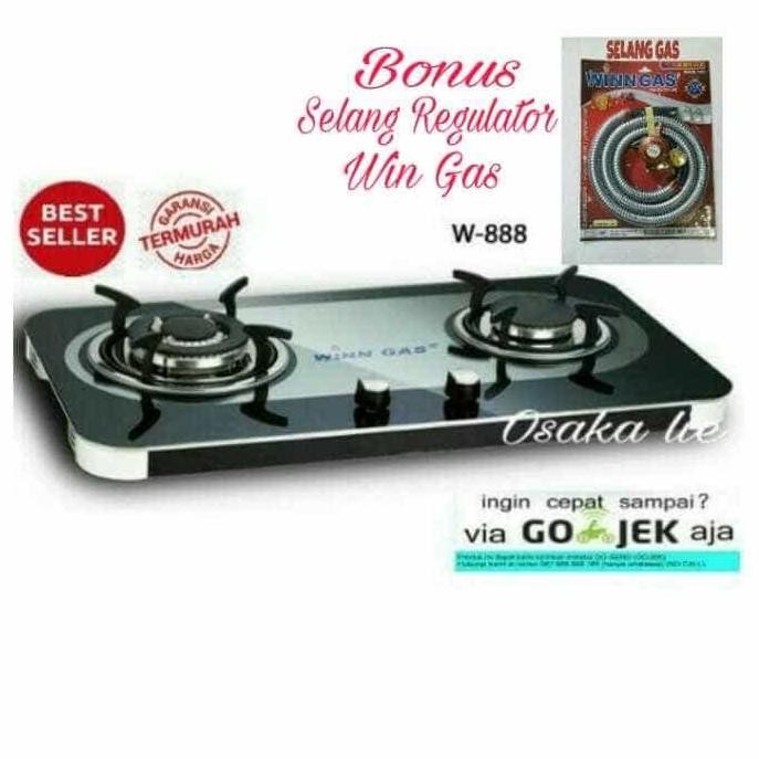 BEBAS ONGKIR - KOMPOR GAS TANAM KACA WIN GAS W-888 2 TUNGKU