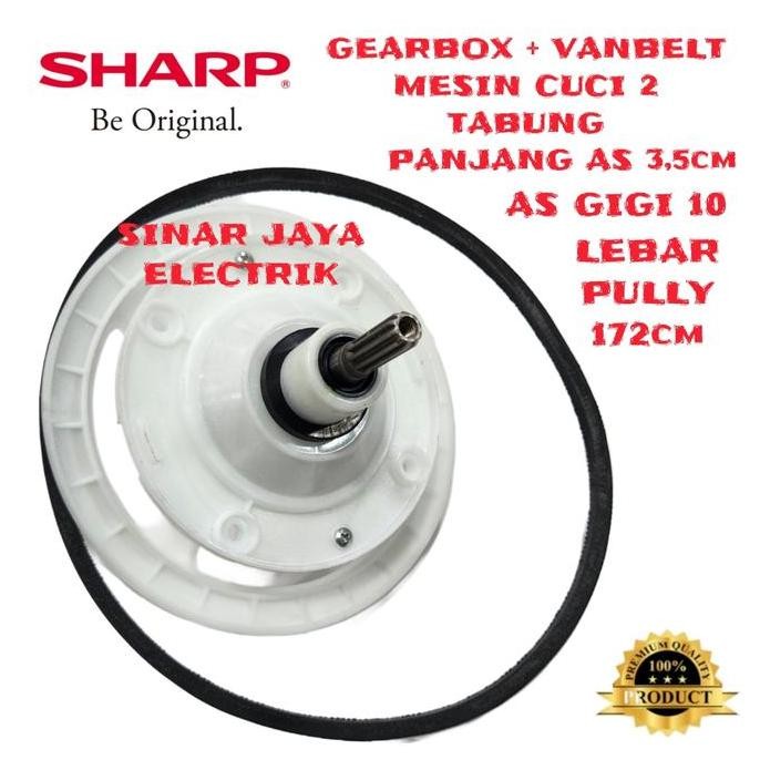 [ SHARP ES-T99SJ ] SET GEARBOX + VANBELT MESIN CUCI SHARP 2 TABUNG GIGI 10 BARU