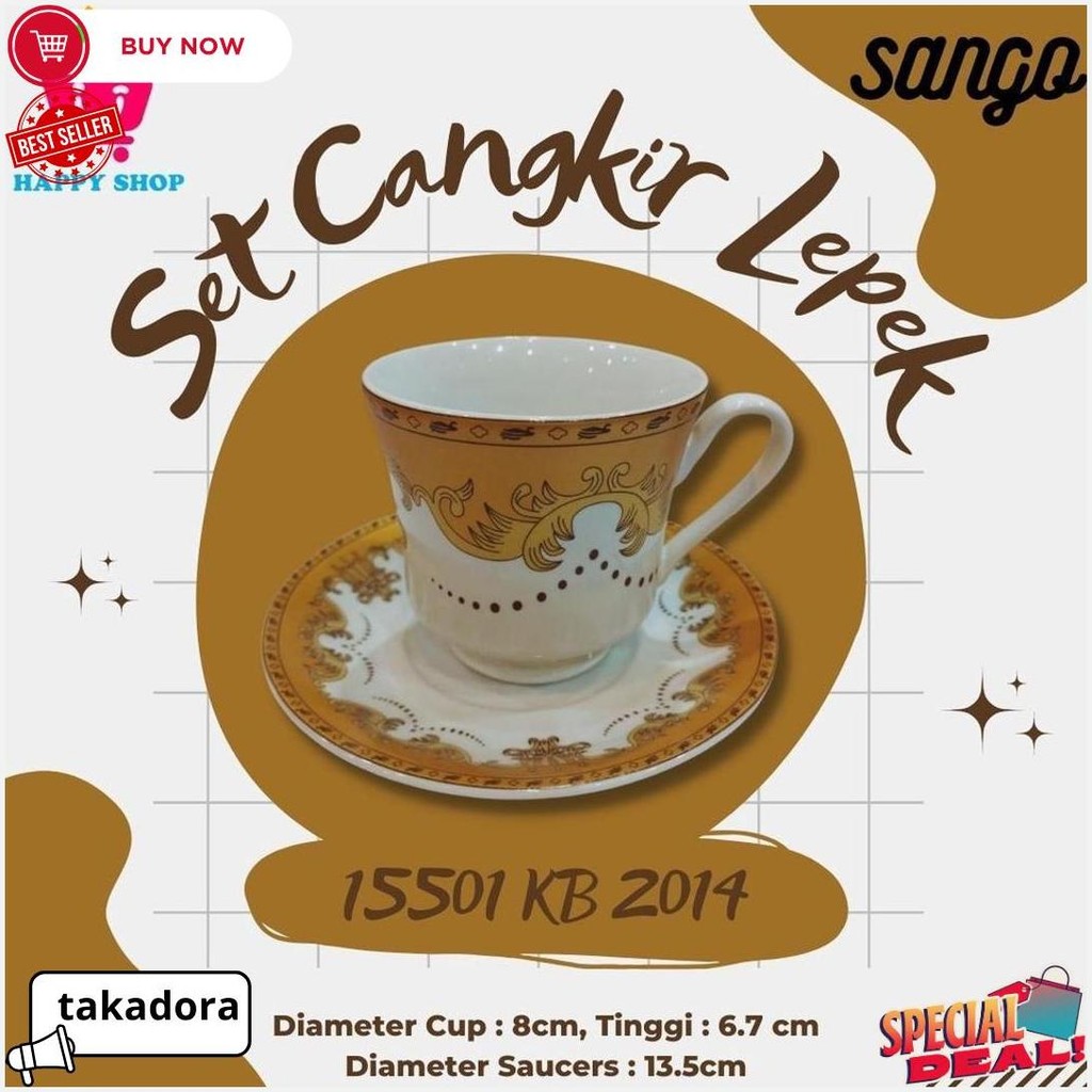 Sango Set Cup + Saucers 15501 / Cangkir Lepek Sango Bisa Cod