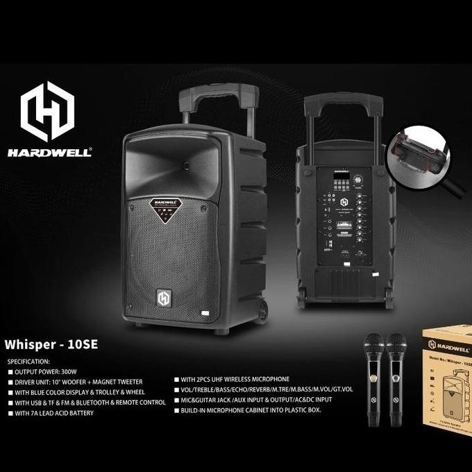 TERBARU - Speaker Aktif Portable HARDWEL WHISPER SE 10 inch Wireless ORI Garansi