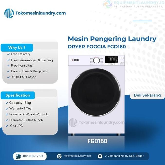 Dryer Foggia Kapasitas 16 Kg Mesin Pengering Pakaian Laundry