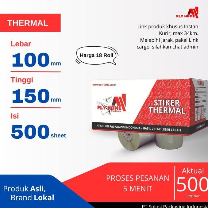 

BEBAS ONGKIR - Label Stiker Kertas Thermal 100mm Struk A6 100 x 150 - 500 Lmbr INSTAN