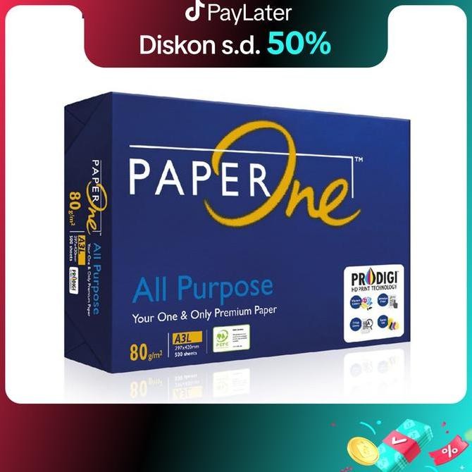 

NEW PaperOne Kertas A3 80gr All Purpose 1 Rim (500 lembar) Kertas HVS