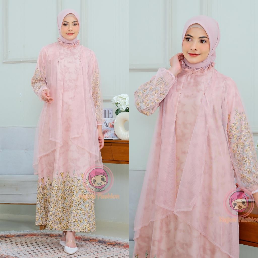 Dd Njw  - Delisha Maxi Dress Shakila  / Set Dress Outer Ceruty Babydoll - Gaun Wanita