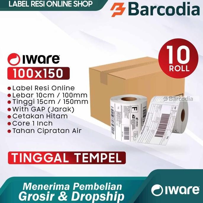 

TERLARIS - (10 ROLL) LABEL BARCODE 100 X 150 KERTAS STICKER THERMAL 100x150 mm