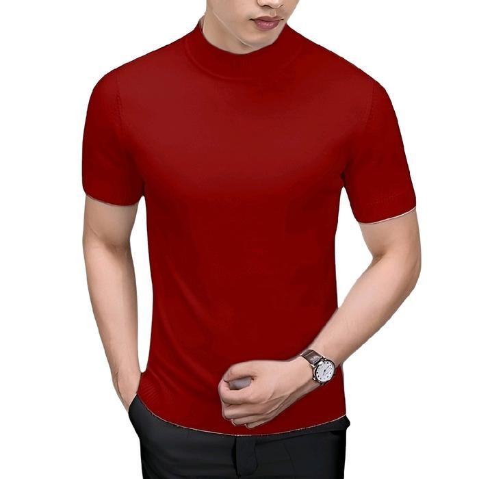 Sz Kaos Rib Turtleneck Lengan Pendek Premium / Kaos Rib Hightneck / Kaos Rib Kerah Tinggi / Kaos Pol