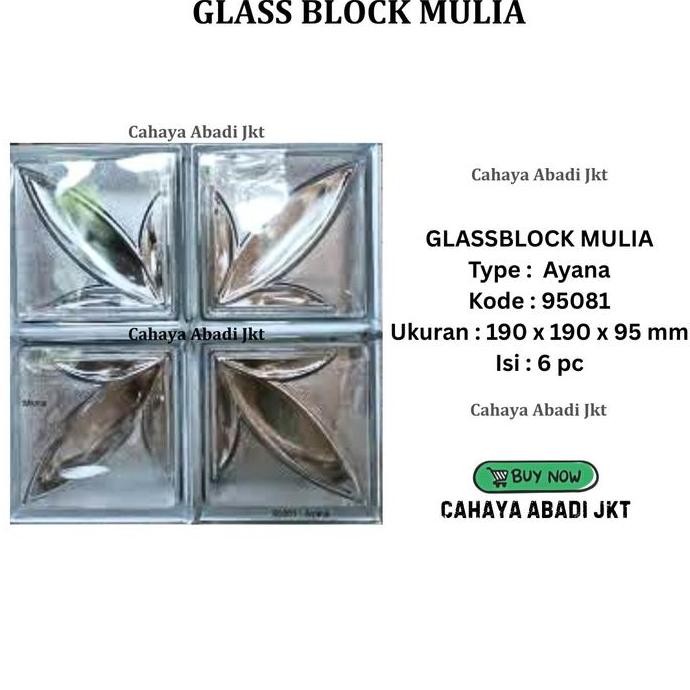 GLASS BLOCK GLASSBLOK MULIA AYANA per dus isi 6pcs