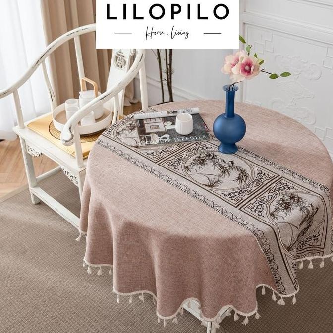 TERMURAH - LILOPILO Taplak Alas Meja Makan Bundar Meja Makan Bulat Bahan Kain / Round Tablecloth Kat