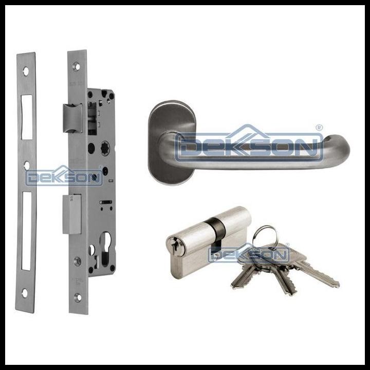 1 Set Kunci Pintu Aluminium 84030 Dekkson Handle + Mortise + Cylinder