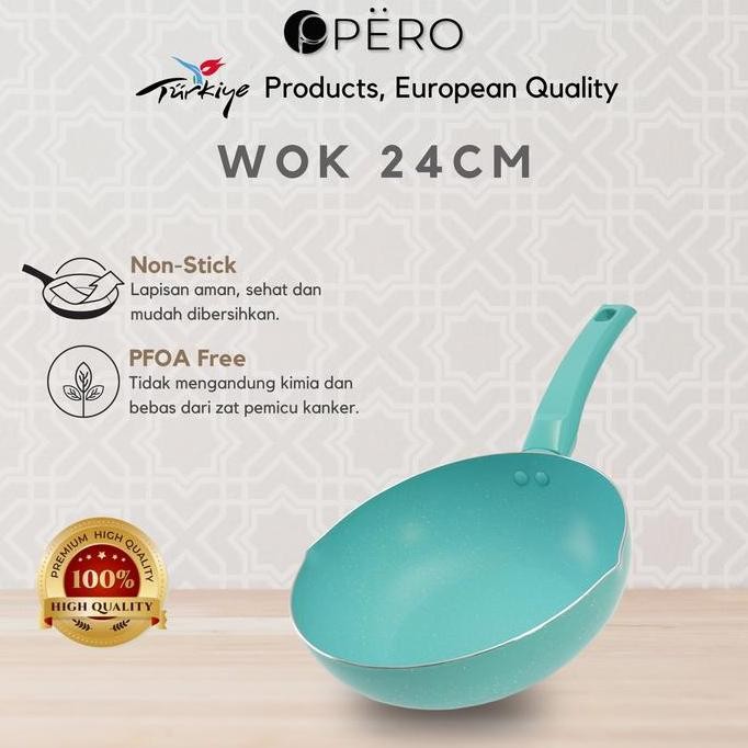 Pero Wajan Wok Pan Granite 24cm Anti Lengket