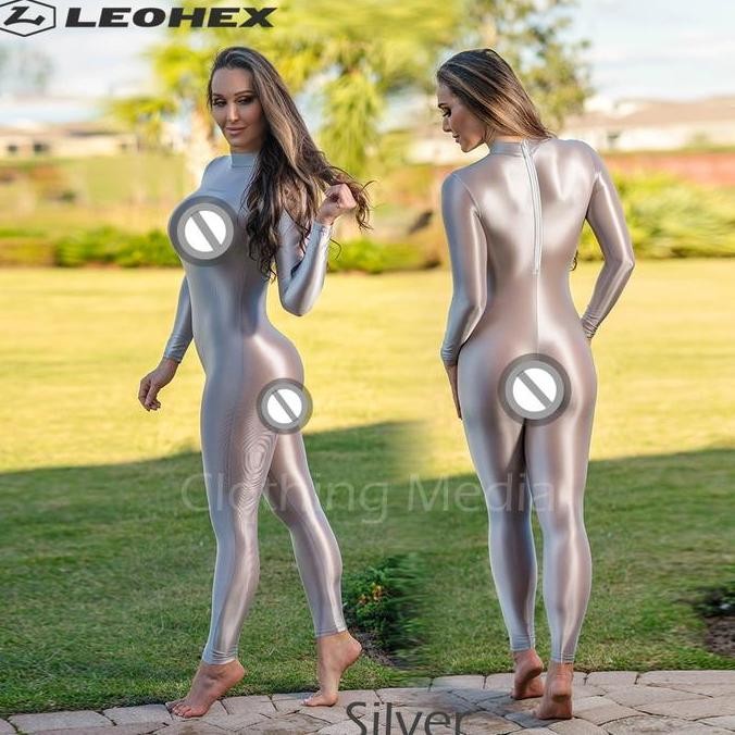 (Allthebest) LEOHEX Bodysuit Full Glossy Premium Silky Halus Lengan Panjang Zentai