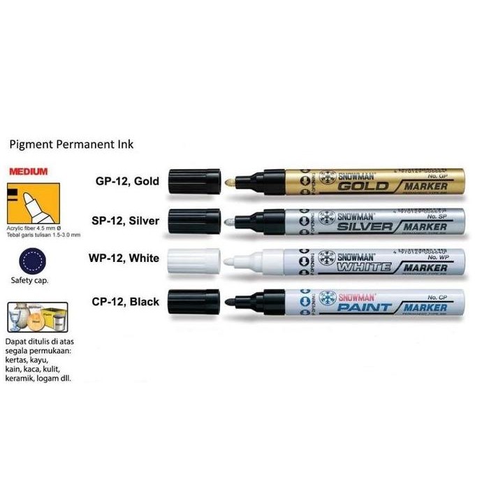 

Bos Snowman Marker Paint Gp/ Sp/ Wp/ Cp/ Spidol/ Glossy/ Permanent