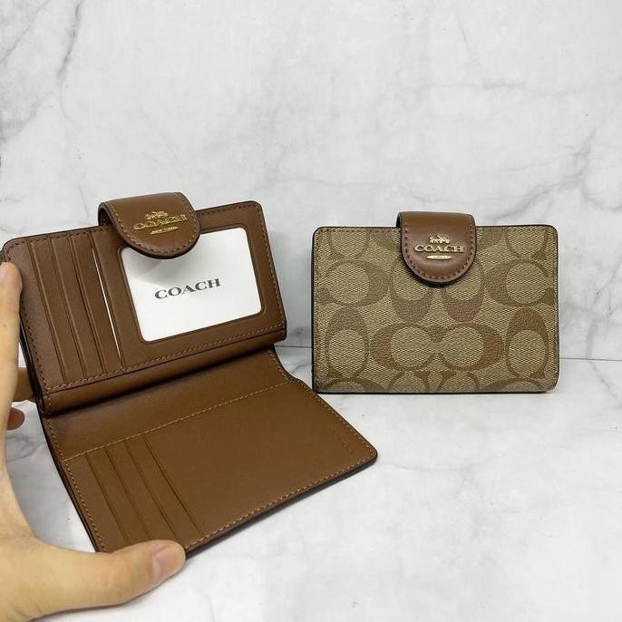 Tas Coach Medium Wallet Sign Khaki Chalk Authentic Asli Original