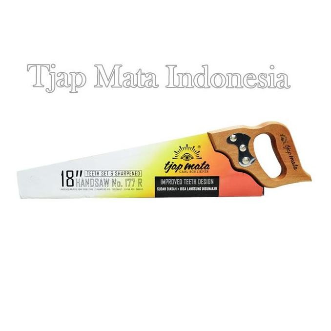 Tjap Mata / Cap Mata Gergaji Tangan / Kayu / Hand Saw18 " Gagang Round Kualitas Terbaik Harga Termur