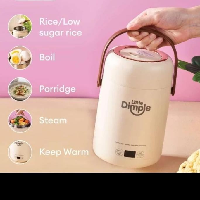 Little Dimple Mini Portable Cooker 5in1 , Rice / Low Sugar Rice, Bowl, Porridge, Steam & Keep Warm /