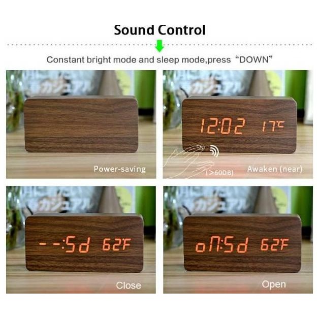 

Jam Meja Digital Kayu / Jam Alarm LED Wood JS