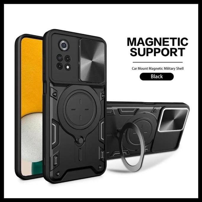Baru Case Poco M4 Pro 4G Armor Ring Magnetic - Hardcase TPU Motif Pattern Original