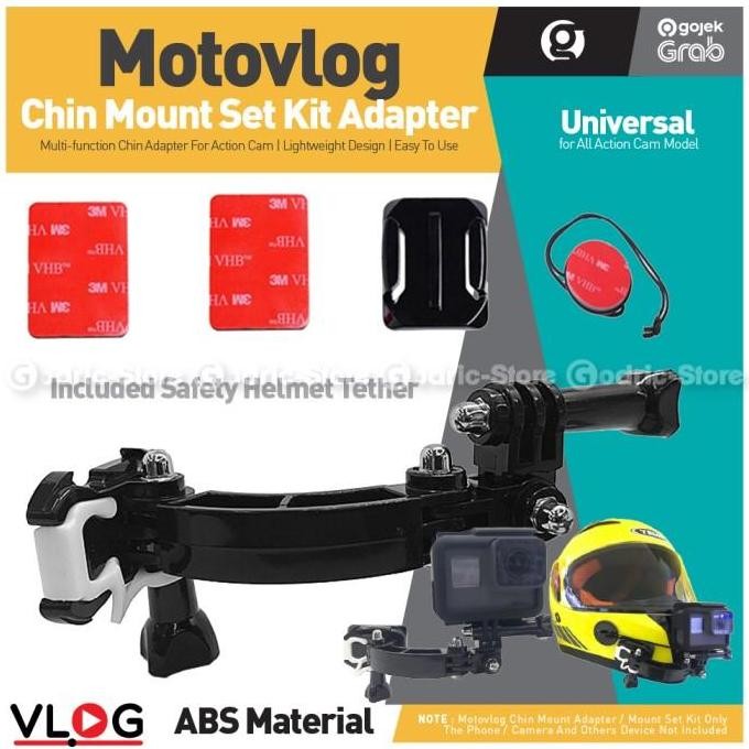 TERBARU MOUNTING SET MOTOVLOG CHIN MOUNT FOR GOPRO YI OSMO | BRACKET KAMERA HELM VLOG