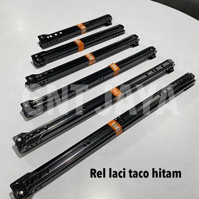 (Allthebest) Rel laci merk TACO 1Pasang  warna hitam Rel laci lemari taco