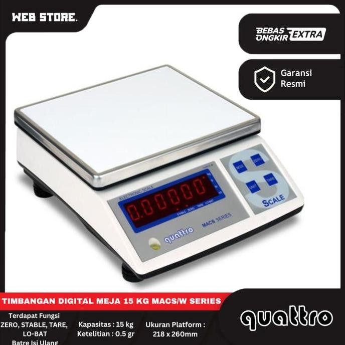 Timbangan Digital Meja 30Kg 30 Kg Quattro Macs W / Series Portable