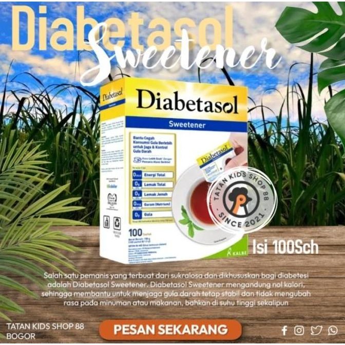 

Baru Diabetasol Sweetener 100 Sachet - Pemanis Tanpa Kalori Untuk Diabetes
