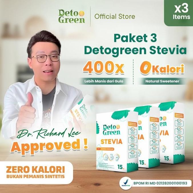

Baru Detogreen Stevia 3x15ml - Gula Tetes Alami Bebas Gula