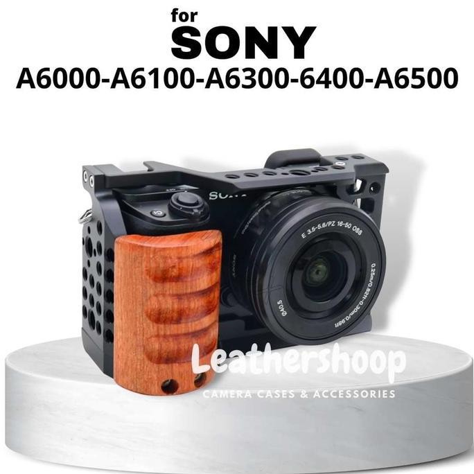 TERBARU WOOD CAGE RIG KAYU BRACKET STABILIZER KAMERA SONY A6000 A6100 A6300 A6400 A6500