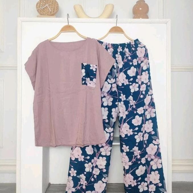 YSN PIYAMA PDPJ JUMBO BABYDOLL CP JUMBO SETCEL JUMBO VIRAL BIG SIZE Celana Rayon Viscose Baju Wanita