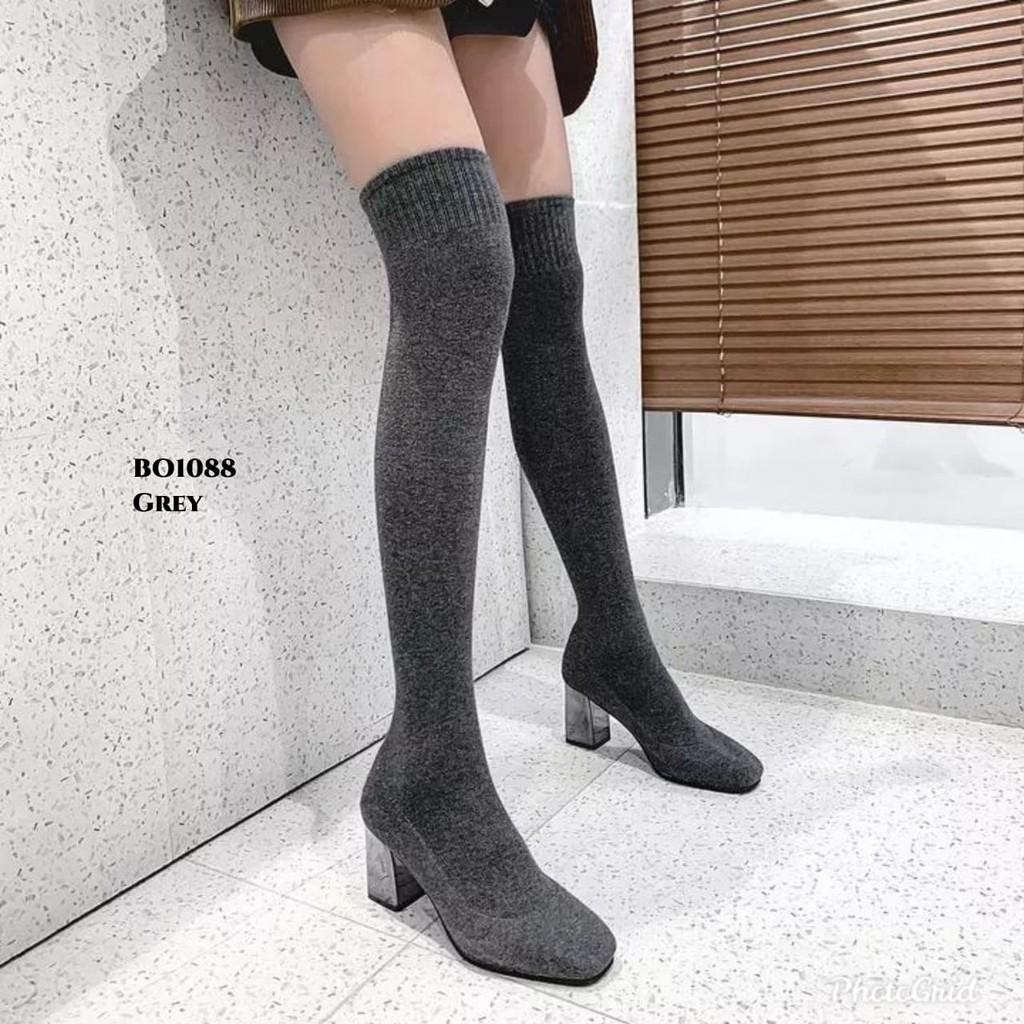 Uw Restock Wyn Sepatu Long Boots Flat Korea Bo1088