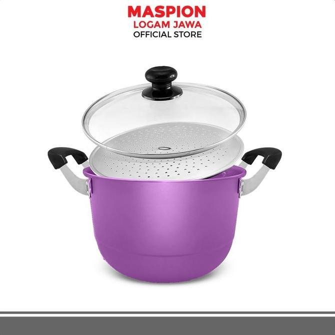 Maspion Mikado Dandang Alcor Anodize Tutup Kaca - Steamer Alumunium