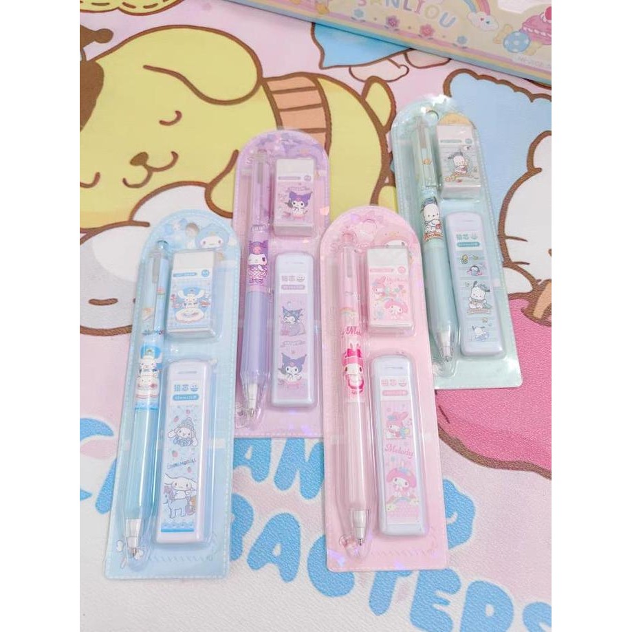 

Set Pensil Mekanik, Penghapus, Refill / Sanrio Mechanical Pencil Set