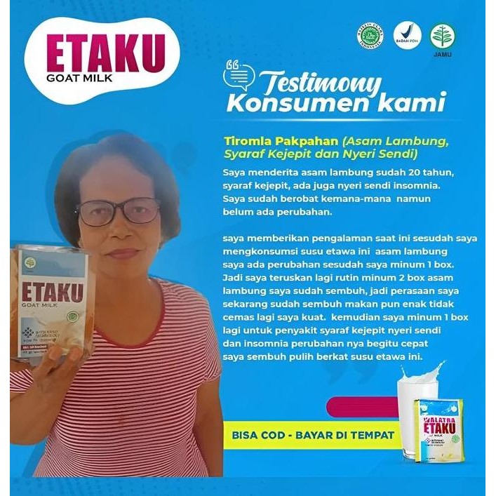 

Grosir Etaku Susu Bubuk Kambing Etawa Asli Untuk Tbc Paru, Radang Paru Paru Basah Pneumonia, Bronkitis Asma, Ispa, Infeksi Paru Paru Milk Dairy