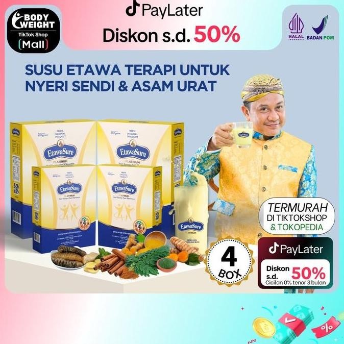

Grosir Etawasure [Paket Hemat 4 Box 1Kg] Susu Kemasan 250Gram/Box Resmi Bpom - Susu Untuk Therapy Tulang Dan Sendi - Susu Etawasure Rasa Jahe Atasi Kesemutan Dan Kebas - Kebas - Susu Etawasure Original