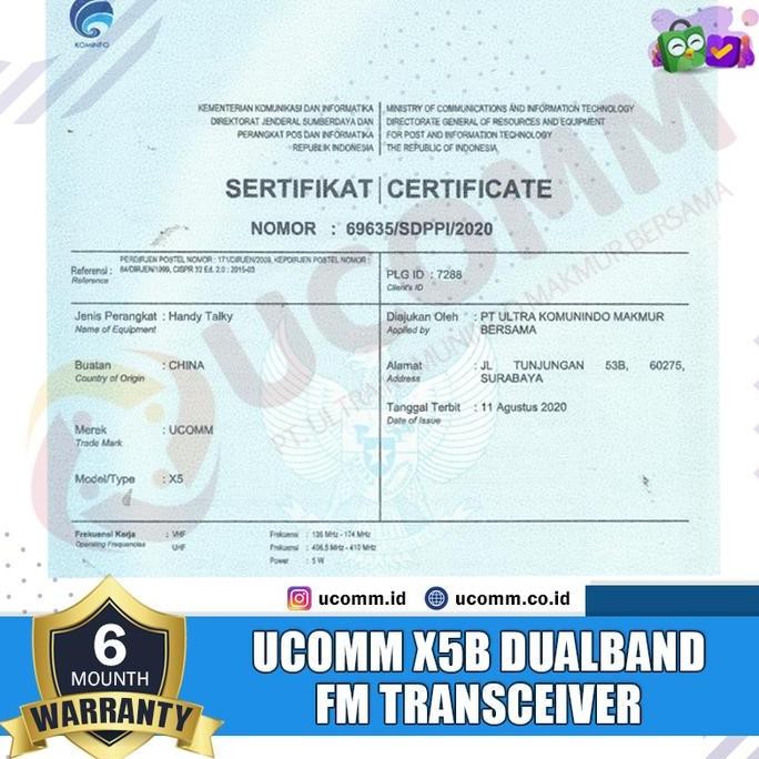 Promo Ucomm X5B X5 Uv5R Bfuv5R Bf Uv-5R Ht Dual Band Original Garansi Resmi