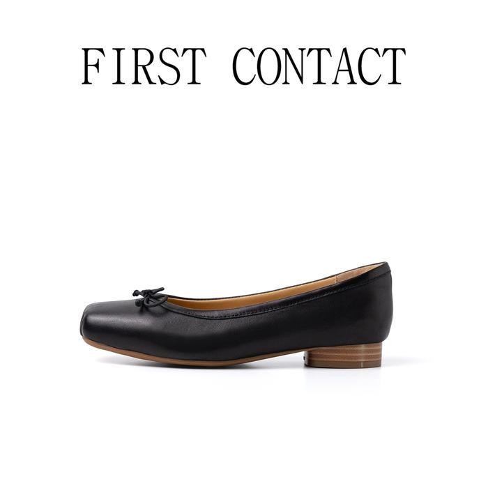 Ds First Contact Sepatu Flat Shoes Wanita Ballerina Solea Black Kulit Asli Kasual Elegan