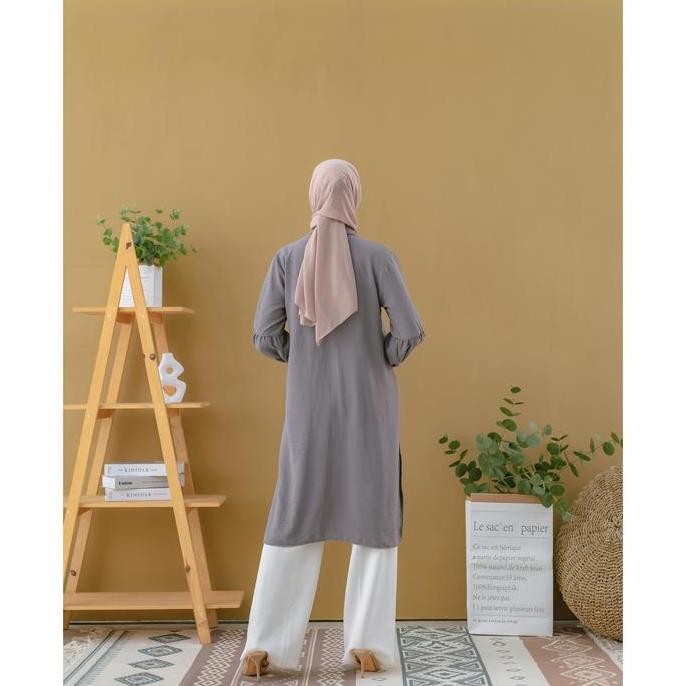 (Allthebest) Maula Hijab Tunik Crinkle Lengan Balon Terbaru
