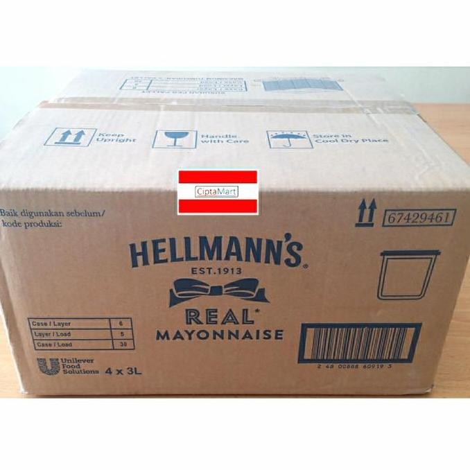 

Tersedia Hellmann's Real Mayonnaise 4x3 Liter Saus Salad Premium