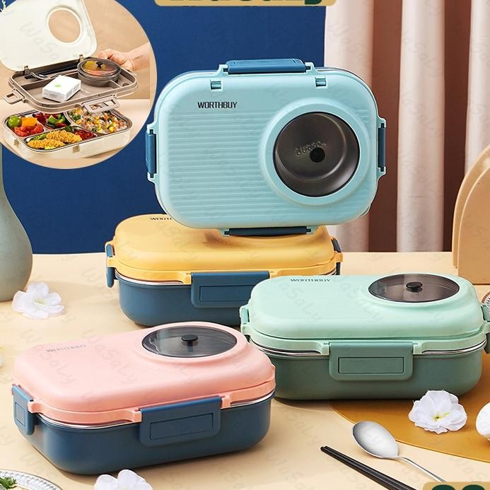 Lunch Box Anak Tempat Makan Anak Sekolah Lunch Box Stainless Tas Bekal Lunch Box Kotak Makan 34 Grid