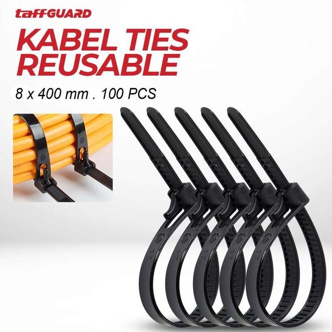 

Diskon! Kabel Ties Reusable Rivet Zip Tie 8x400mm isi 100pcs - Bisa Dilepas Pasang