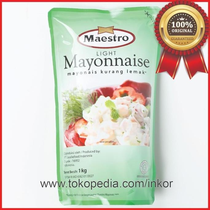 

Tersedia Maestro Mayonnaise Pouch 1 Kg - Saus Salad Mayones Halal