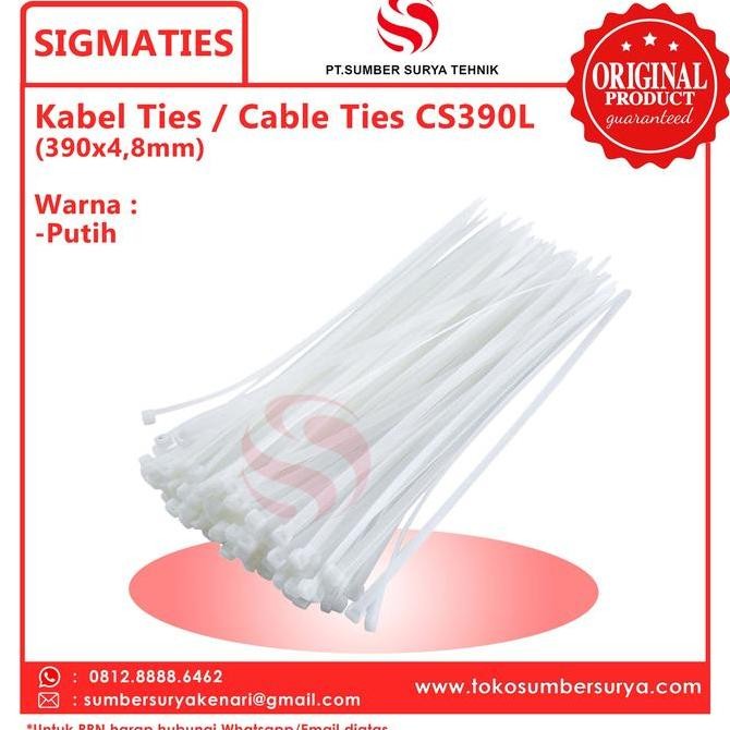 

Diskon! Kabel Ties Sigma CS390L 390x4.8mm Putih Kuat & Fleksibel - 100pcs