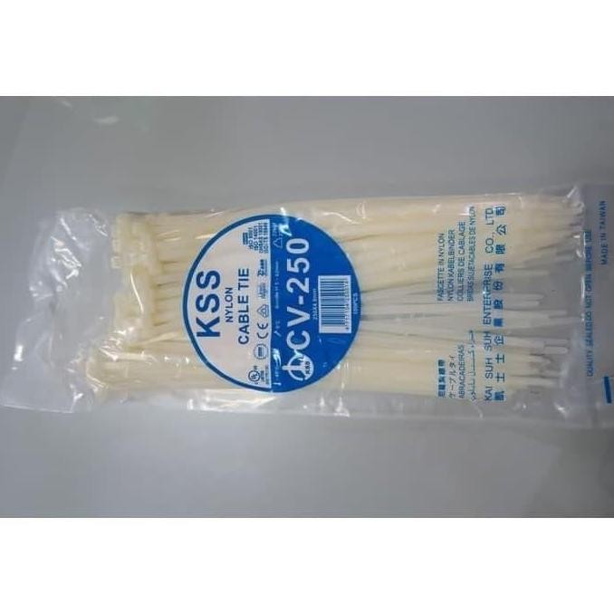 

Diskon! Kabel Ties KSS CV-250 25cm Putih Nylon Tahan Lama - 100pcs