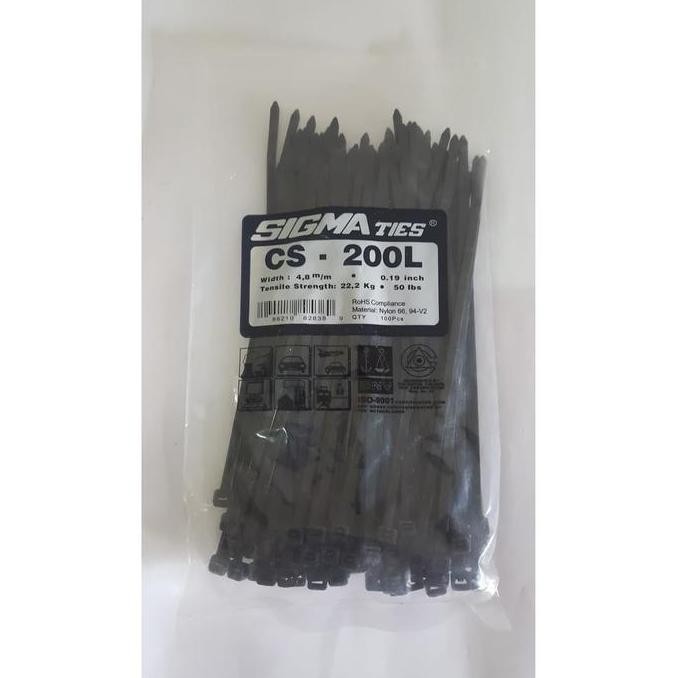 

Diskon! Cable Ties SIGMA CS-200L 20cm x 4.8mm Hitam Kabel Tis Nylon 100pcs