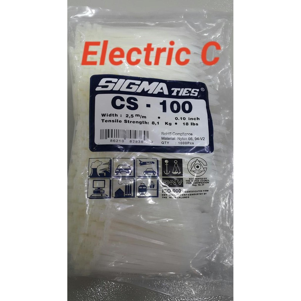 

Diskon! Cable Ties SIGMA CS-100T 10cm x 2.5mm Putih Cable Ties Pendek Isi 100pcs