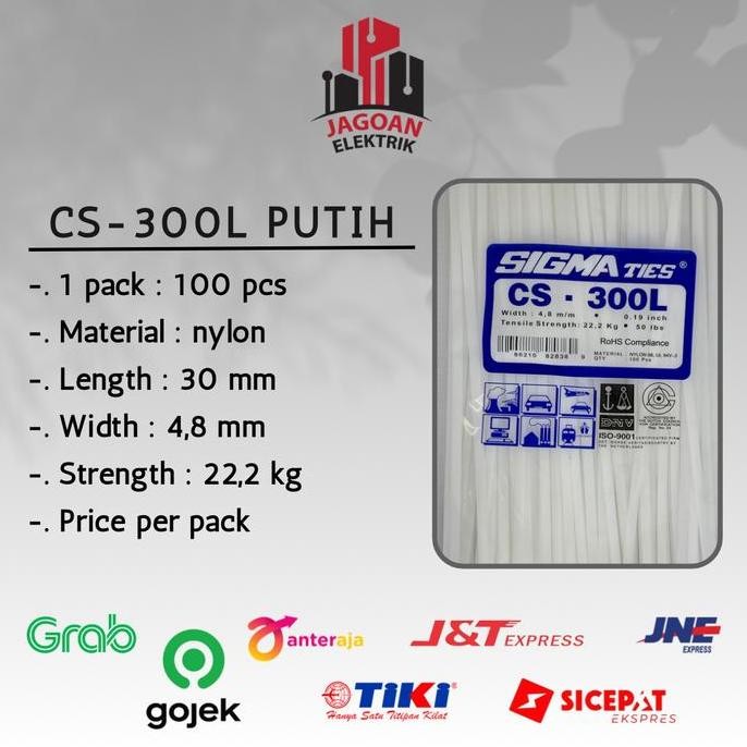 

Diskon! Cable Ties SIGMA CS-300L 30cm Putih Kabel Tie Nylon Original Tahan Tarik