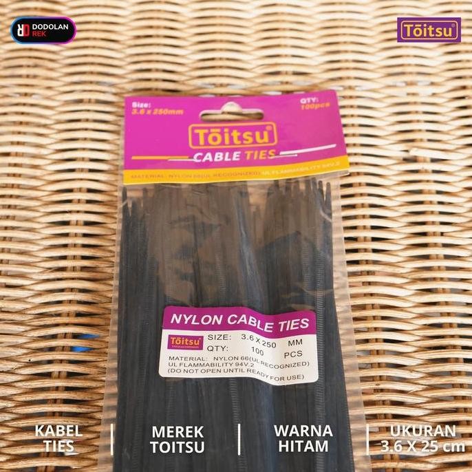 

Diskon! Cable Ties TOITSU 3.6 x 250mm Tali Kabel Tebal Berkualitas Isi 100pcs