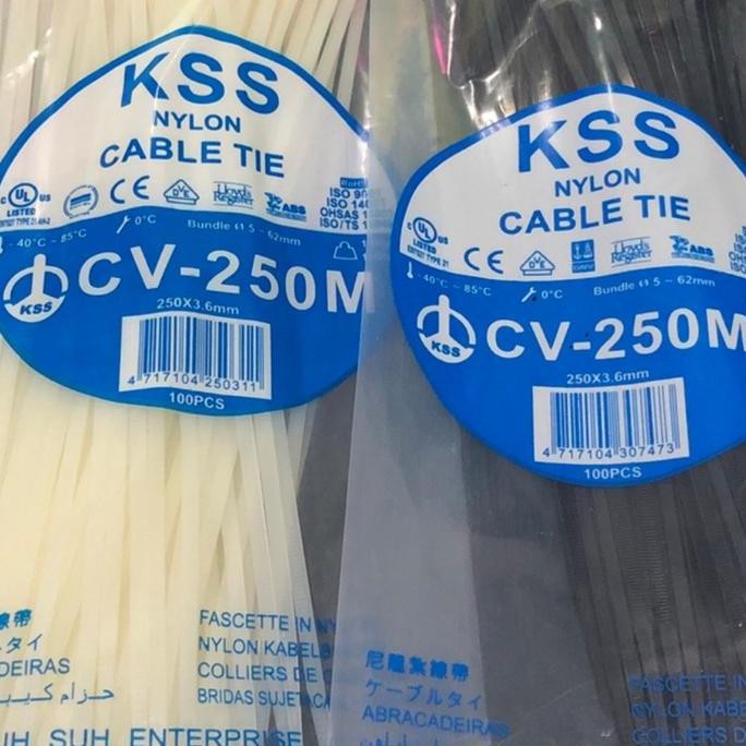 

Diskon! KSS Cable Ties CV-250M 25cm x 3.6mm Hitam & Putih - Isi 100pcs Per Pack