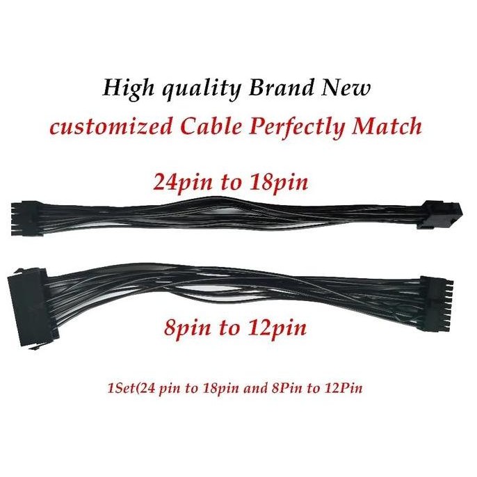 Kabel Power Supply Atx 24 Pin To 18 Pin And 8Pin To 12Pin Adapter For Hp Z440 Z640 Motherboard