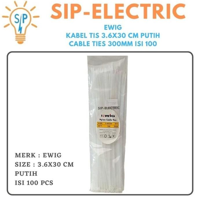 

Diskon! Ewig Kabel Ties 3.6 x 30cm Putih - Cable Tie 300mm Isi 100pcs